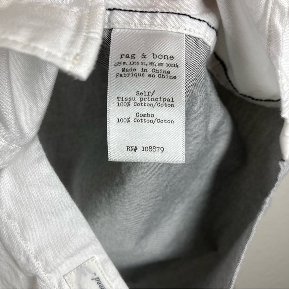 Rag & Bone Mens Button Down Slim Fit Shirt Small White Gray Oxford Long Sleeve - Picture 15 of 16